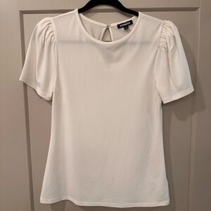 Express White Puff Sleeve Fitted Blouse